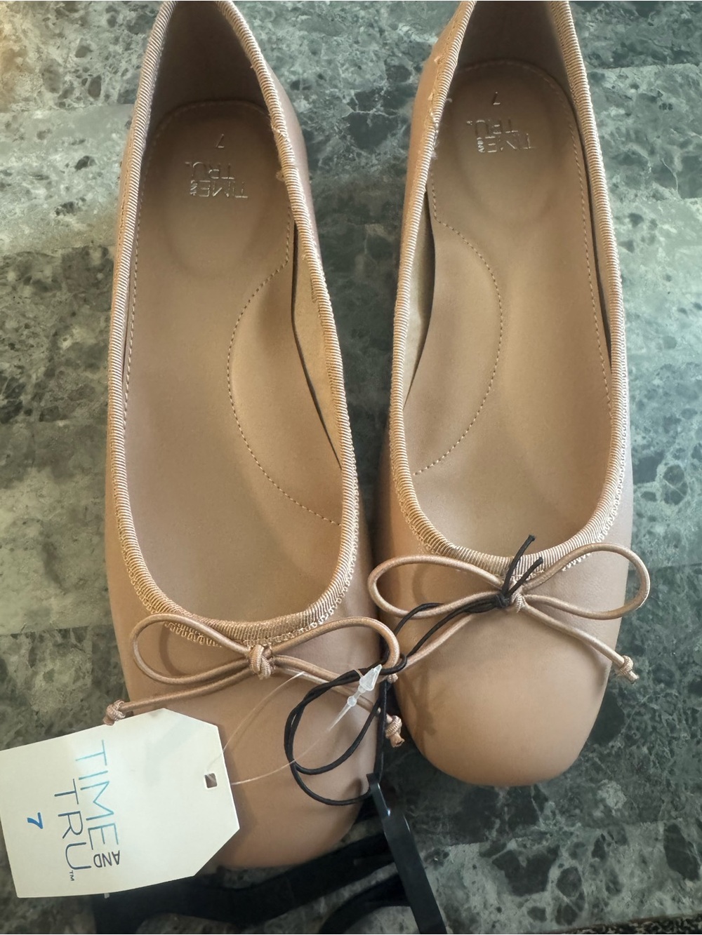 Time and Tru Tan Bow Ballet Flats
